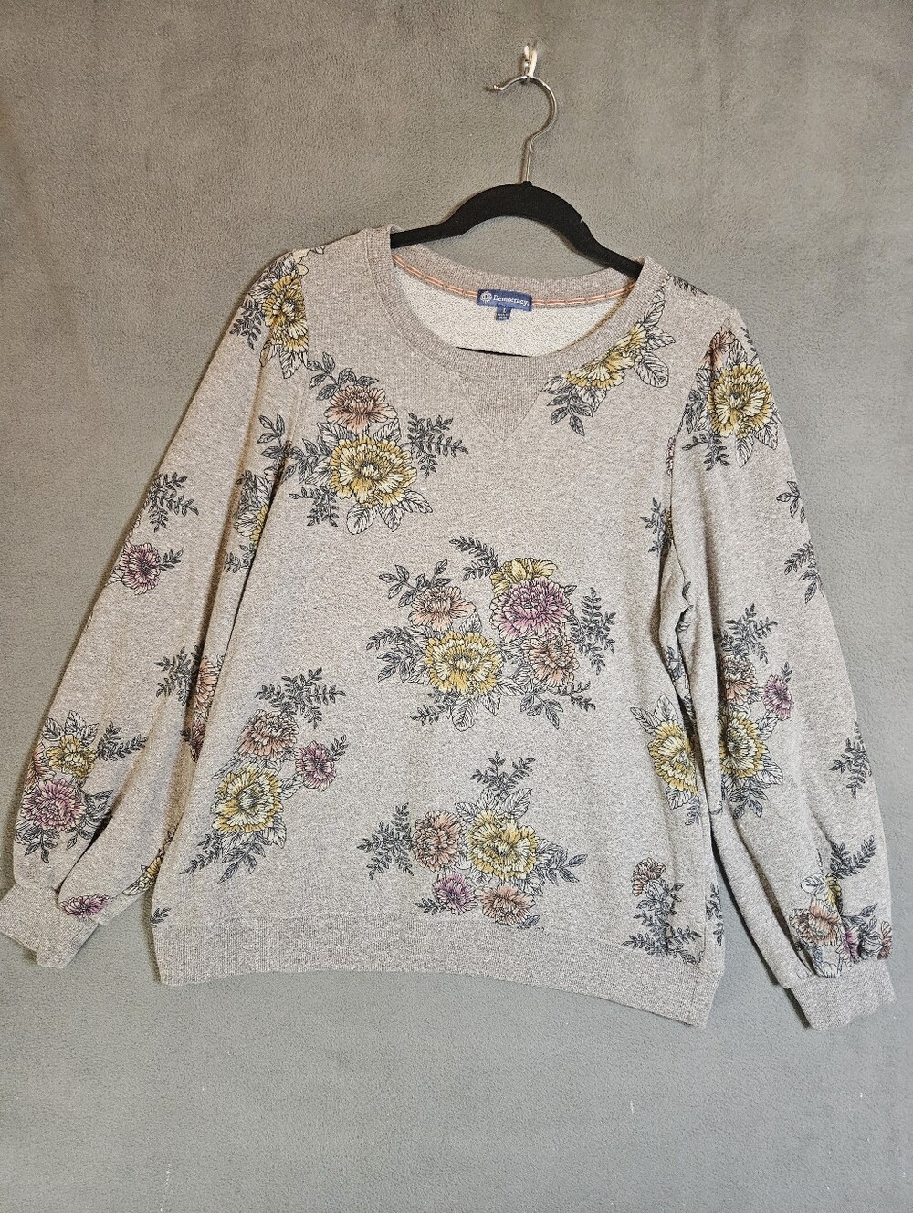 Democracy Womens Large Cottagecore Sweatshirt Floral Pullover Boho Lounge Lagen